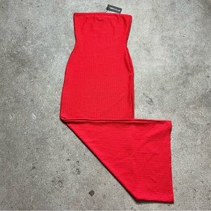 PrettyLittleThing Red Strapless Maxi Dress 💋